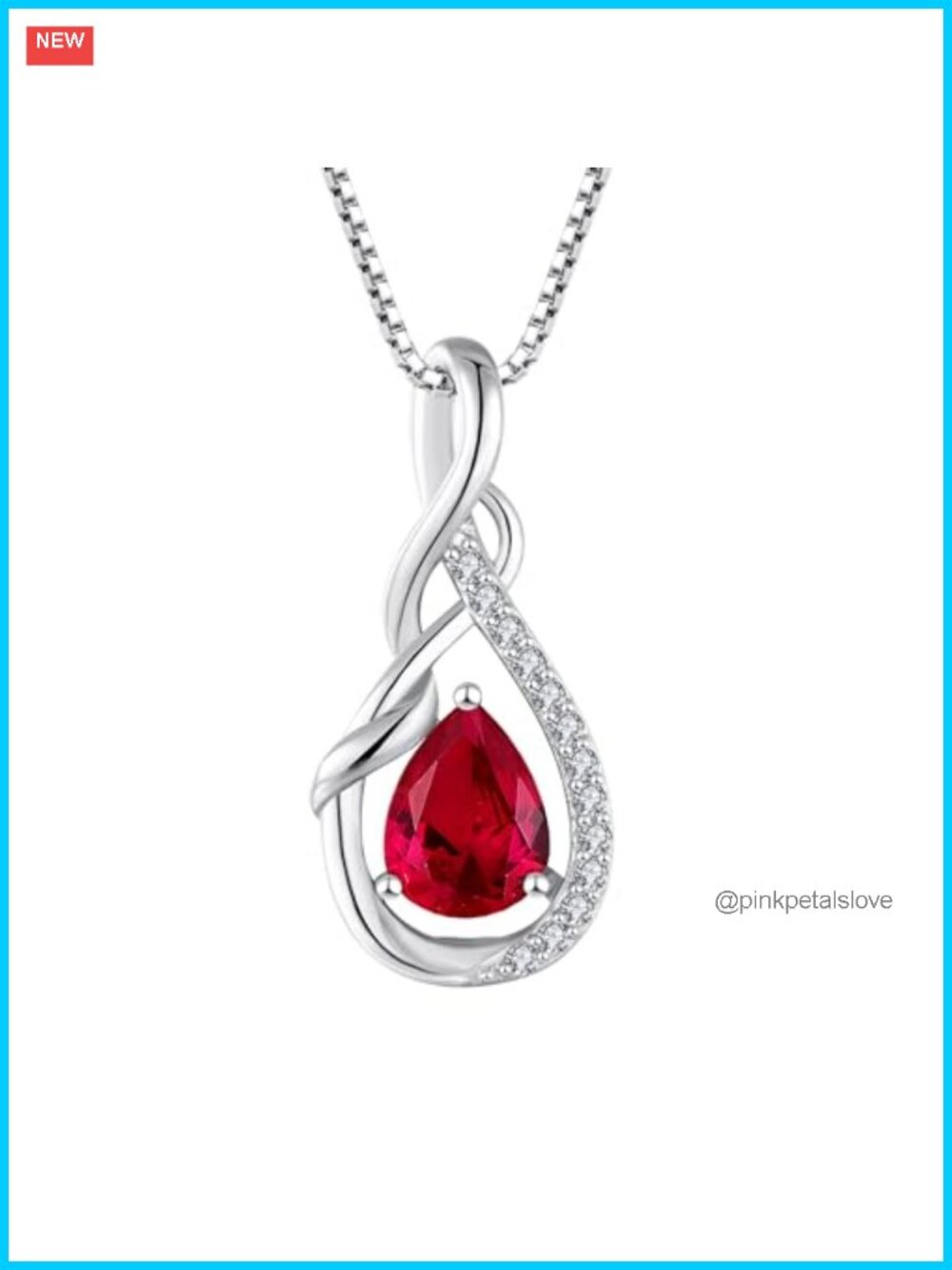 925 Sterling Silver Infinity Teardrop Pendant Necklace for Women 18in Chain